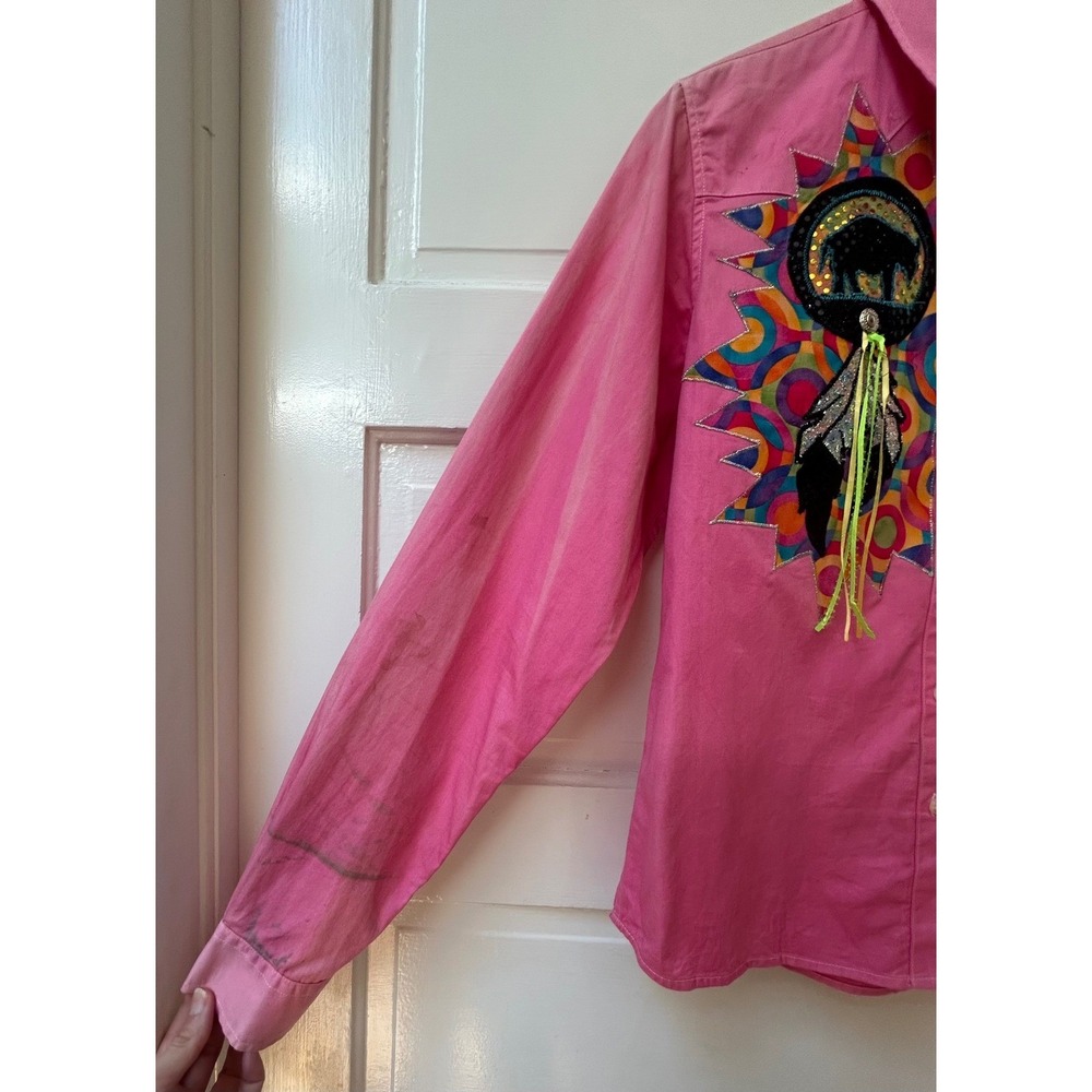 Fallon Taylor's Wrangler Pink Custom NFR Barrel Racing Western Shirt Medium - Picture 3 of 10